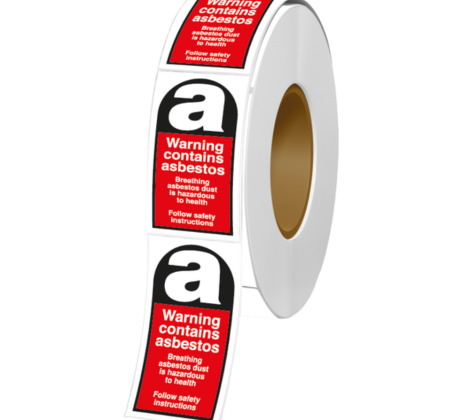 Asbestos Labels 30mm x 100mm (On Rolls) 500